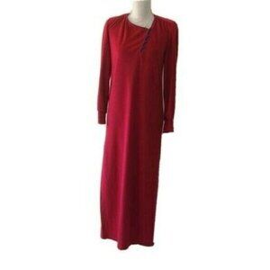 Patti Cappalli Lounge Dress Small S Womens Vintage Terrycloth Pink Blue Buttons
